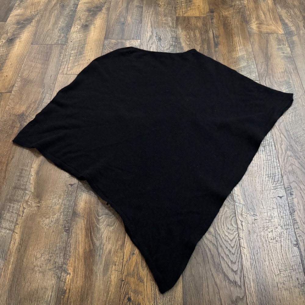 Nicki Colombo Italy Black Merino Wool Cashmere Knit Poncho One Size Asymmetrical